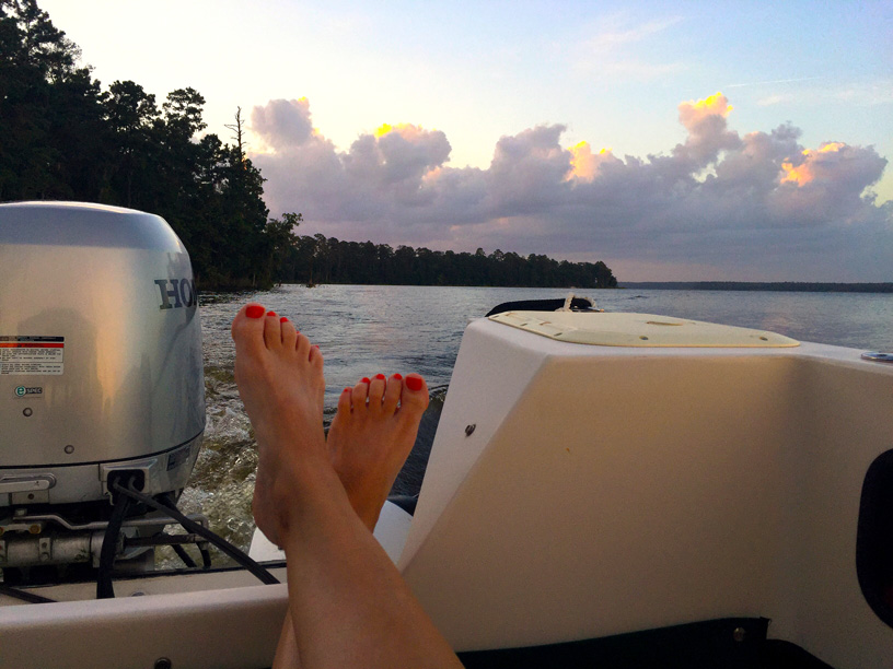 Watching Sunset from C-Dory on Lake Conroe
