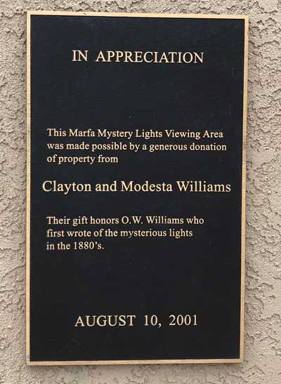 Marfa Lights Viewing Clayton Modest Williams